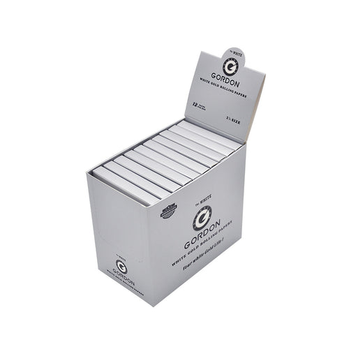 GORDON 24K White Gold Rolling Papers, 1 1/4 Size Organic Rolling Paper, 2 PCS / Pack 12 Packs / Box